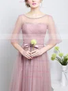 Tulle Scoop Neck A-line Floor-length with Sashes / Ribbons Bridesmaid Dresses #UKM01013430