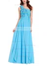 Chiffon One Shoulder A-line Floor-length with Crystal Detailing Bridesmaid Dresses #UKM01013431