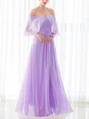 Chiffon Off-the-shoulder A-line Floor-length with Sashes / Ribbons Bridesmaid Dresses #UKM01013433