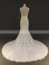 Tulle Scoop Neck Trumpet/Mermaid Court Train with Appliques Lace Wedding Dresses #UKM00022904