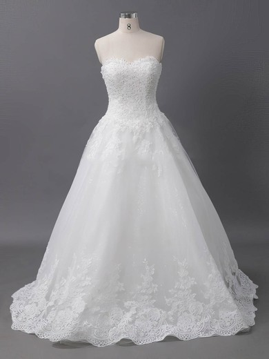 Tulle Sweetheart Ball Gown Court Train with Sequins Wedding Dresses #UKM00022905