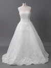 Ball Gown Sweetheart Tulle Court Train Wedding Dresses With Appliques Lace #UKM00022905