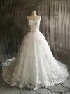 Ball Gown Sweetheart Tulle Court Train Wedding Dresses With Beading #UKM00022912