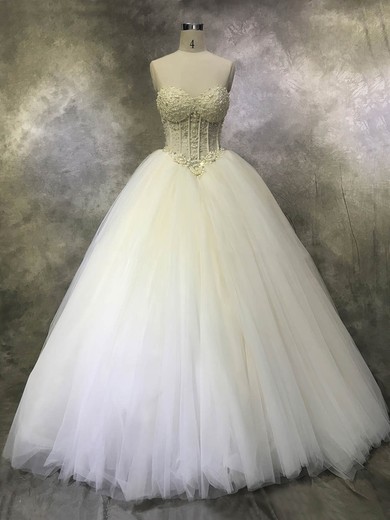 Tulle Sweetheart Ball Gown Floor-length with Crystal Detailing Wedding Dresses #UKM00022933