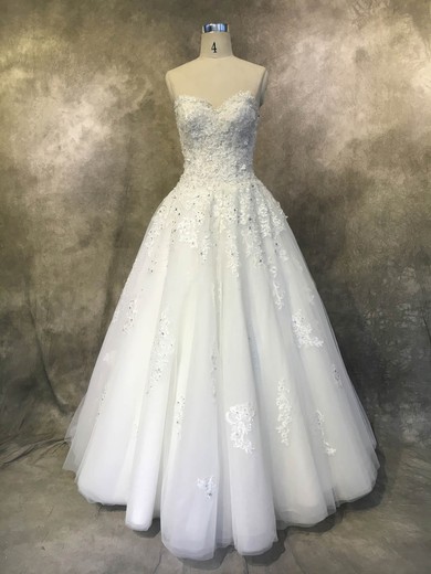 Tulle Sweetheart Ball Gown Floor-length with Appliques Lace Wedding Dresses #UKM00022935