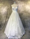 Ball Gown Sweetheart Tulle Sweep Train Wedding Dresses With Appliques Lace #UKM00022938