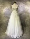 Ball Gown Illusion Tulle Floor-length Wedding Dresses With Appliques Lace #UKM00022939