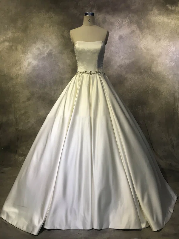 Ball Gown Straight Satin Court Train Wedding Dresses With Beading #UKM00022944