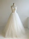 Ball Gown Sweetheart Tulle Floor-length Wedding Dresses With Appliques Lace #UKM00022947