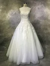Ball Gown Sweetheart Tulle Floor-length Wedding Dresses With Appliques Lace #UKM00022952