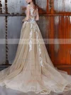 Tulle Scoop Neck Trumpet/Mermaid Detachable with Appliques Lace Wedding Dresses #UKM00022976