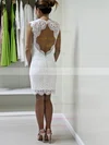 Lace Sweetheart Sheath/Column Short/Mini with Ruffles Wedding Dresses #UKM00022980