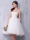 Tulle Scoop Neck Princess Knee-length with Sashes / Ribbons Wedding Dresses #UKM00022987