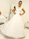 Ball Gown Illusion Tulle Floor-length Wedding Dresses With Sashes / Ribbons #UKM00022990