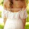 Tulle Lace Off-the-shoulder Sheath/Column Asymmetrical with Ruffles Wedding Dresses #UKM00022991