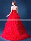 Tulle Strapless Princess Asymmetrical with Sashes / Ribbons Wedding Dresses #UKM00022992