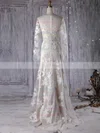 Tulle V-neck A-line Sweep Train with Appliques Lace Wedding Dresses #UKM00022999