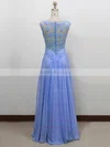 Chiffon Tulle Scoop Neck A-line Floor-length with Appliques Lace Bridesmaid Dresses #UKM01013434