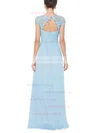 Lace Chiffon Scoop Neck A-line Floor-length with Pleats Bridesmaid Dresses #UKM01013438