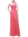 Chiffon One Shoulder A-line Floor-length with Flower(s) Bridesmaid Dresses #UKM01013443