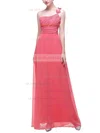 Chiffon One Shoulder A-line Floor-length with Flower(s) Bridesmaid Dresses #UKM01013443