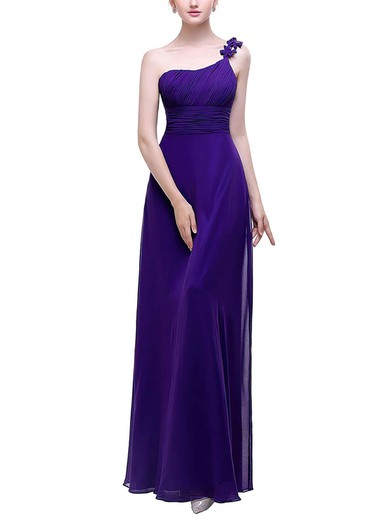 Chiffon One Shoulder A-line Ankle-length with Flower(s) Bridesmaid Dresses #UKM01013446