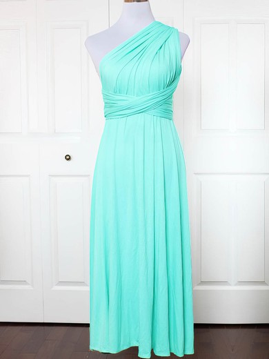Jersey One Shoulder A-line Ankle-length with Ruffles Bridesmaid Dresses #UKM01013132