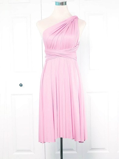 Jersey One Shoulder Empire Short/Mini with Ruffles Bridesmaid Dresses #UKM01013133