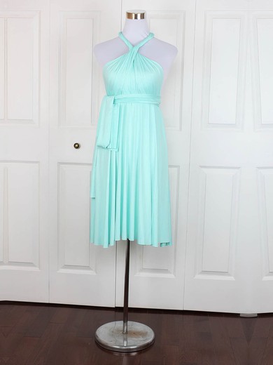 Jersey V-neck Empire Short/Mini with Ruffles Bridesmaid Dresses #UKM01013138
