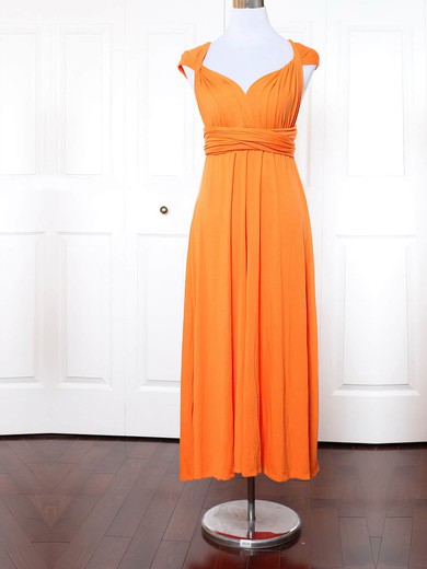 Jersey V-neck Empire Ankle-length with Ruffles Bridesmaid Dresses #UKM01013154