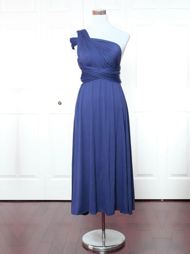 Jersey One Shoulder A-line Ankle-length with Ruffles Bridesmaid Dresses #UKM01013159