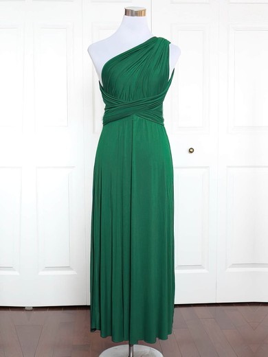 Jersey One Shoulder A-line Ankle-length with Ruffles Bridesmaid Dresses #UKM01013162