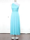 Jersey One Shoulder A-line Ankle-length with Ruffles Bridesmaid Dresses #UKM01013166