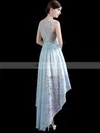 Lace Scoop Neck A-line Asymmetrical with Sashes / Ribbons Bridesmaid Dresses #UKM01013411
