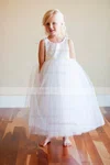 Princess Scoop Neck Tulle Ankle-length Lace Flower Girl Dresses #UKM01031809