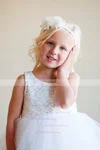 Princess Scoop Neck Tulle Ankle-length Lace Flower Girl Dresses #UKM01031809