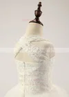 A-line Square Neckline Lace Tulle Floor-length Ruffles Flower Girl Dresses #UKM01031810