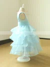 A-line Scoop Neck Organza Tea-length Tiered Flower Girl Dresses #UKM01031820