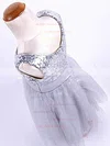 A-line V-neck Tulle Sequined Ankle-length Ruffles Flower Girl Dresses #UKM01031821