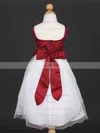 Ball Gown Scoop Neck Satin Tulle Floor-length Sashes / Ribbons Flower Girl Dresses #UKM01031838