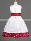 A-line Scoop Neck Satin Knee-length Bow Flower Girl Dresses #UKM01031839