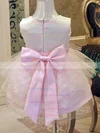 Ball Gown Scoop Neck Lace Satin Tulle Short/Mini Beading Flower Girl Dresses #UKM01031859