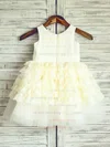Ball Gown Scoop Neck Lace Satin Tulle Ankle-length Sashes / Ribbons Flower Girl Dresses #UKM01031886