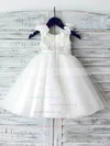 Ball Gown Scoop Neck Satin Organza Ankle-length Beading Flower Girl Dresses #UKM01031887