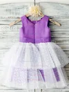 Ball Gown Scoop Neck Satin Tulle Ankle-length Tiered Flower Girl Dresses #UKM01031851