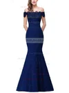 Trumpet/Mermaid Off-the-shoulder Lace Floor-length Beading Prom Dresses #UKM020104153