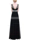 A-line V-neck Chiffon Floor-length Beading Prom Dresses #UKM020104155