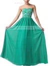 A-line Sweetheart Chiffon Floor-length Beading Prom Dresses #UKM020104157