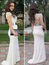 Trumpet/Mermaid Scoop Neck Jersey Sweep Train Sashes / Ribbons Prom Dresses #UKM020104460