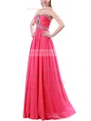 A-line Sweetheart Chiffon Floor-length Beading Prom Dresses #UKM020104464